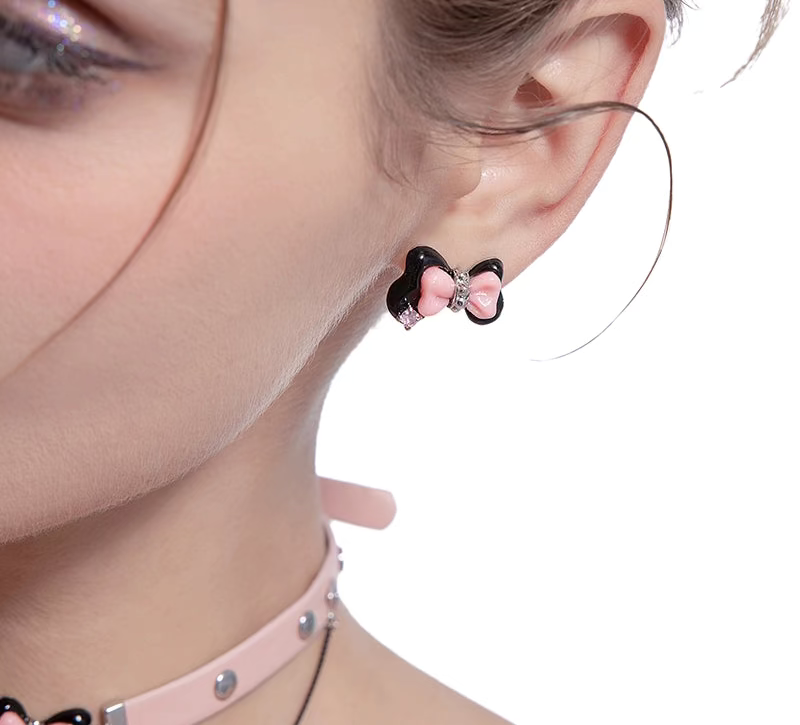 Pink Bow Earrings